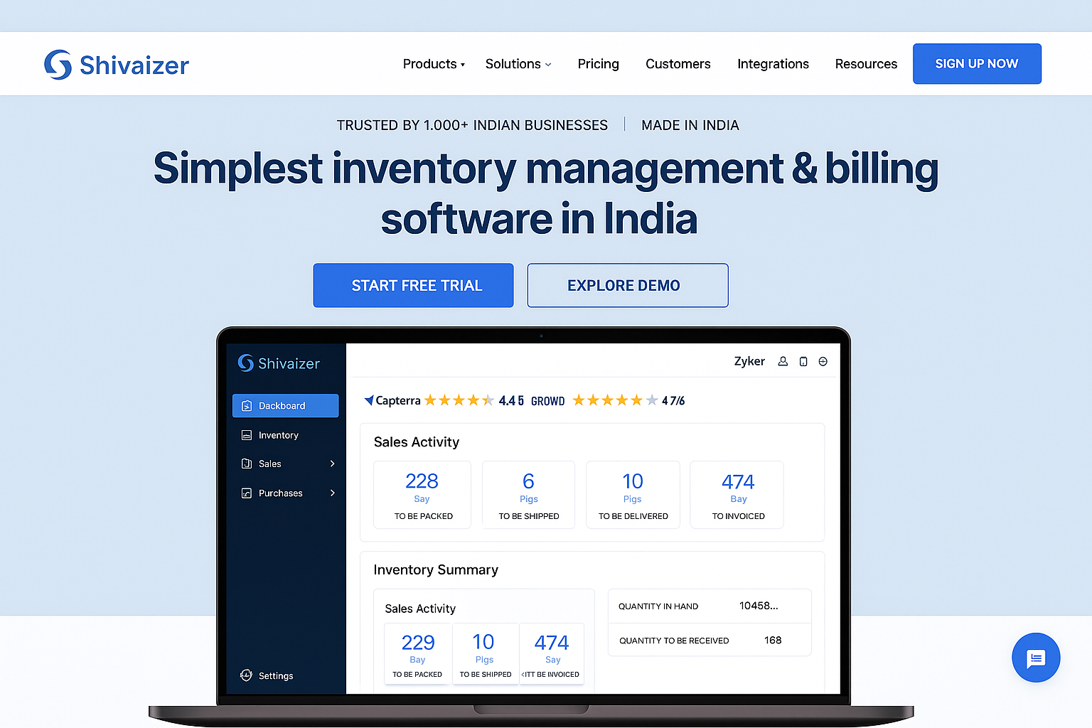 Inventory dashboard for Indian GST software with barcode sync