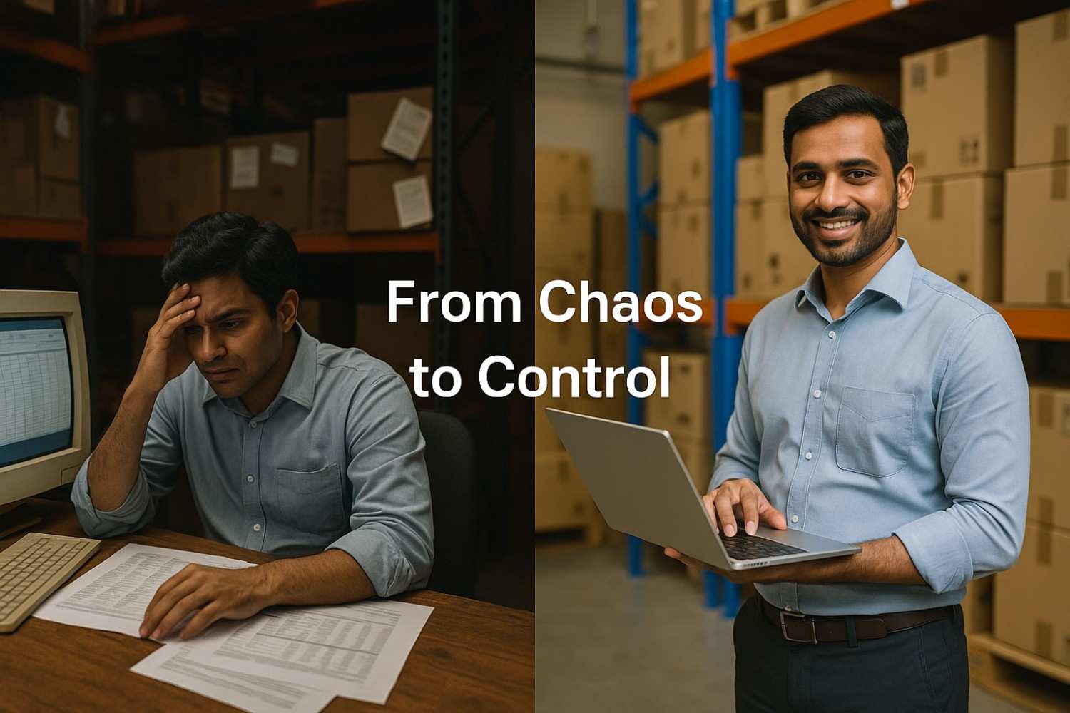 Real-time inventory management software dashboard showing stock levels, warehouse overview, and analytics for Indian SMEs

