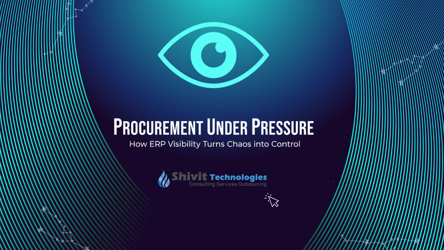 Procurement Under Pressure — ERP Visibility in Action (eye + analytics concept).